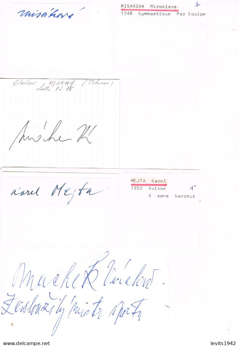 JEUX OLYMPIQUES - AUTOGRAPHES DE MEDAILLES OLYMPIQUES - CONCURRENTS DE TCHECOSLOVAQUIE - - Autogramme