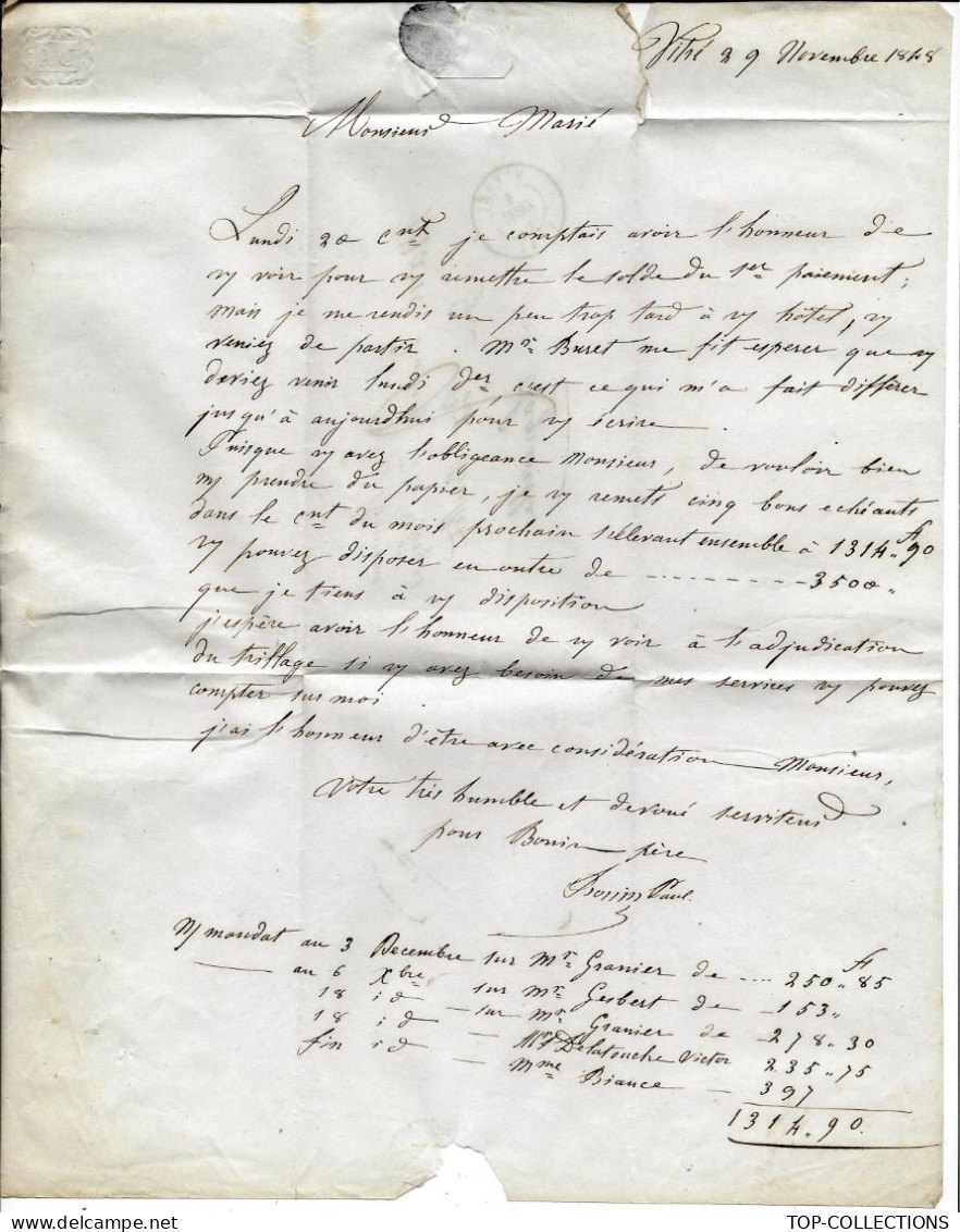 1848 Vitré Ille Et Vilaine  Lettre Sign. Bonin Pour Forges De Port Brillet La Gravelle Laval Mayenne V.SCANS - 1801-1848: Vorläufer XIX