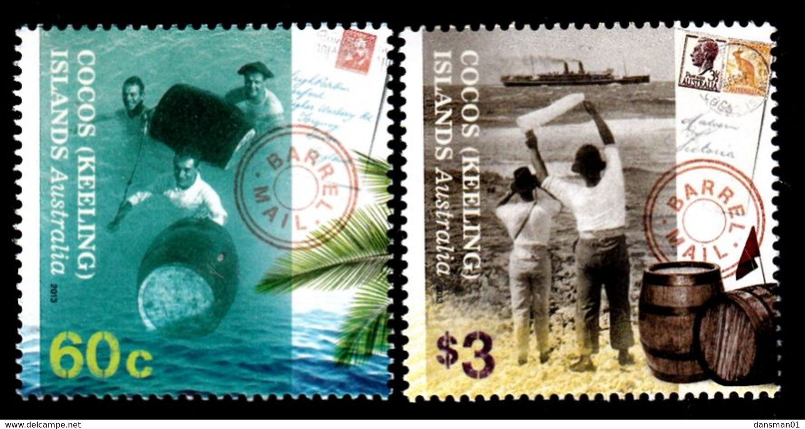 Cocos (Keeling) Islands 2013 Barrel Mail Sc 372-73 Mint Never Hinged - Cocos (Keeling) Islands