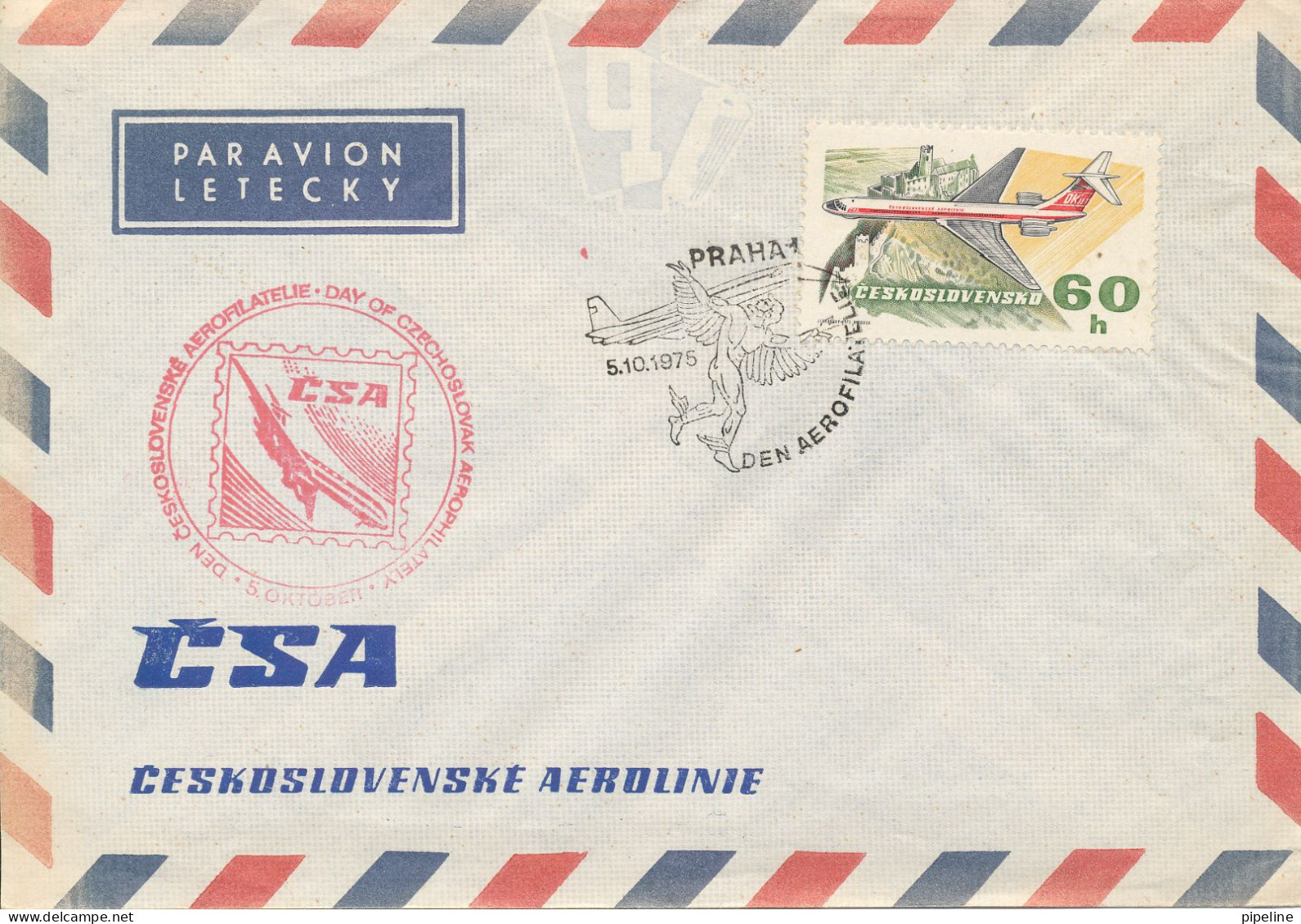 Czechoslovakia Air Mail Cover CSA Praha 5-10-1975 Aerophilateli - Posta Aerea