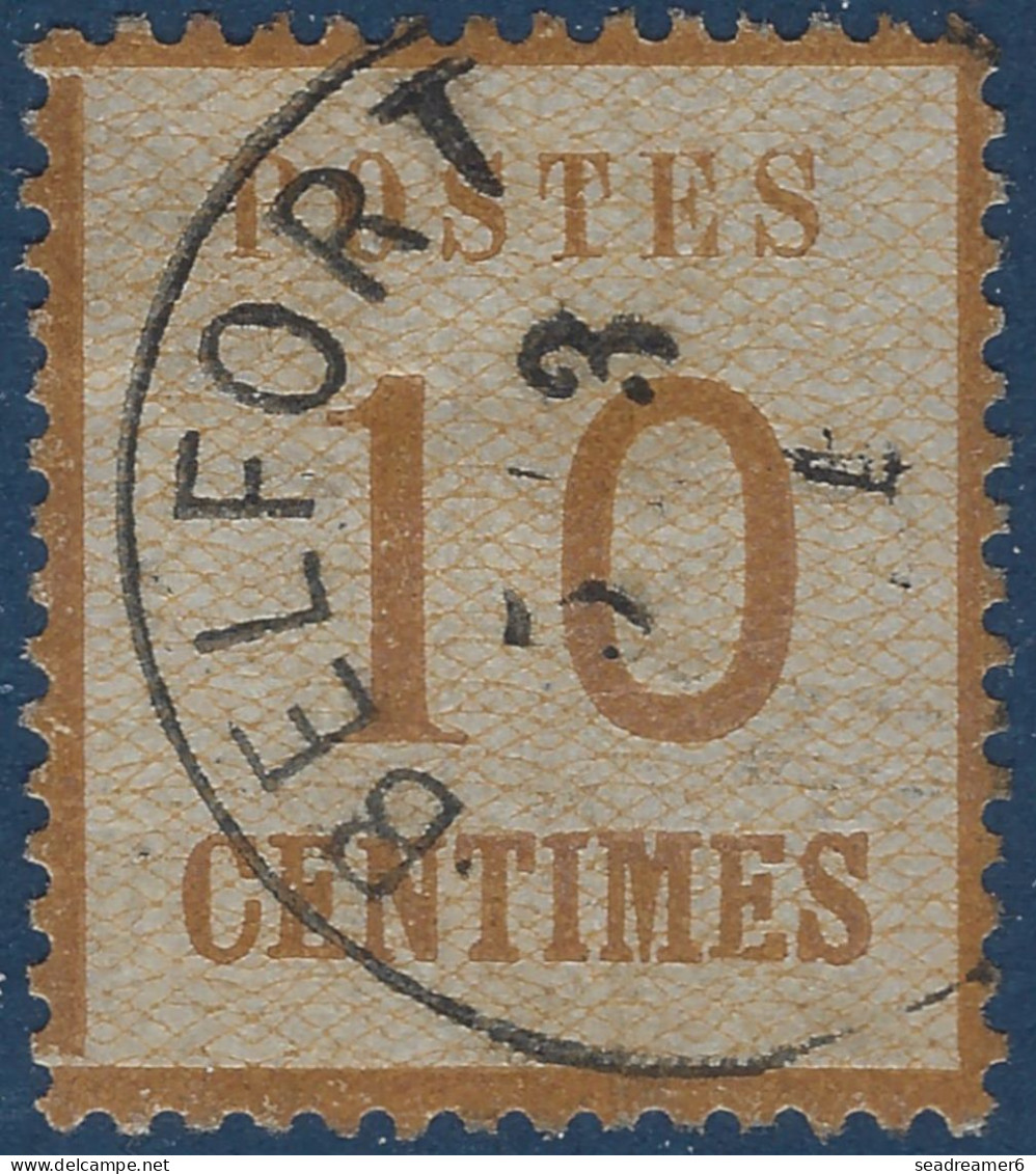 FRANCE Alsace Lorraine N°5 10c Bistre Burelage Renversé Oblitéré Allemande De BELFORT TTB & R - Used Stamps