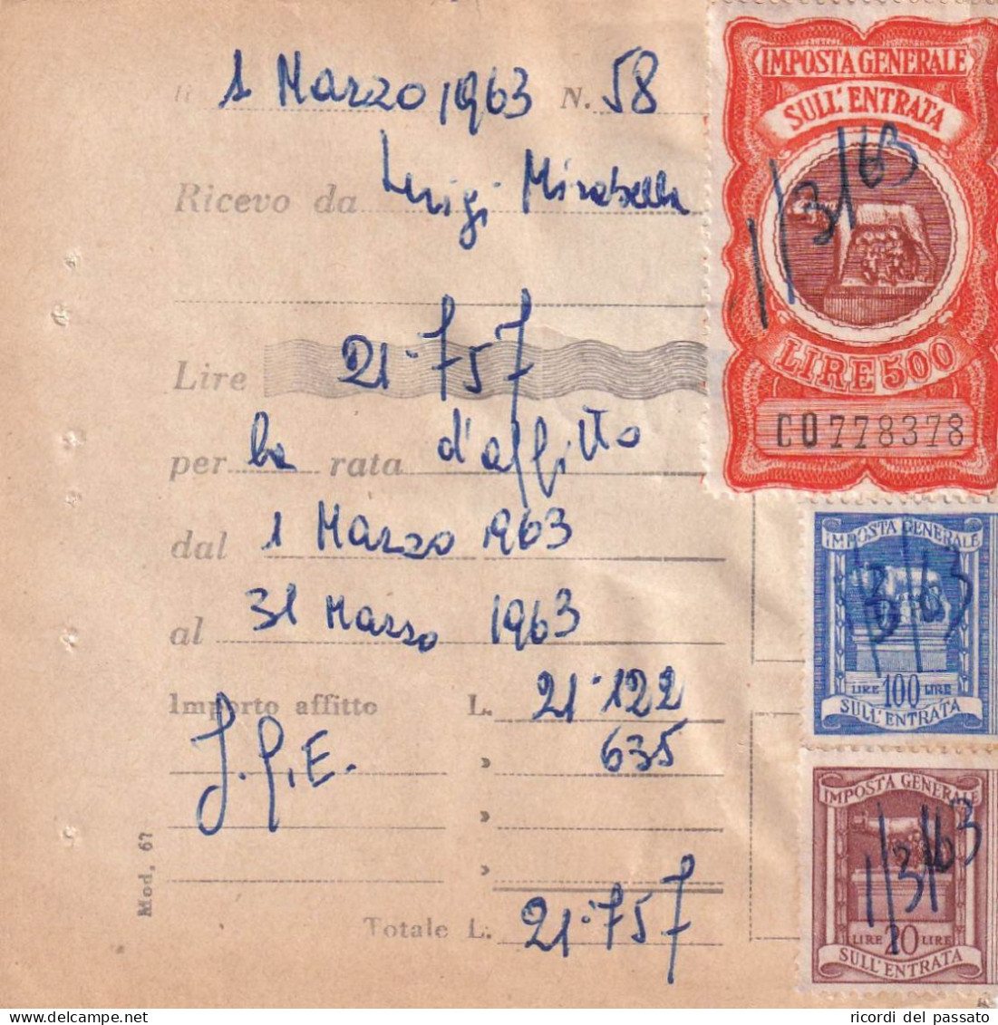 Marche Da Bollo Sù Ricevuta - Revenue Stamps