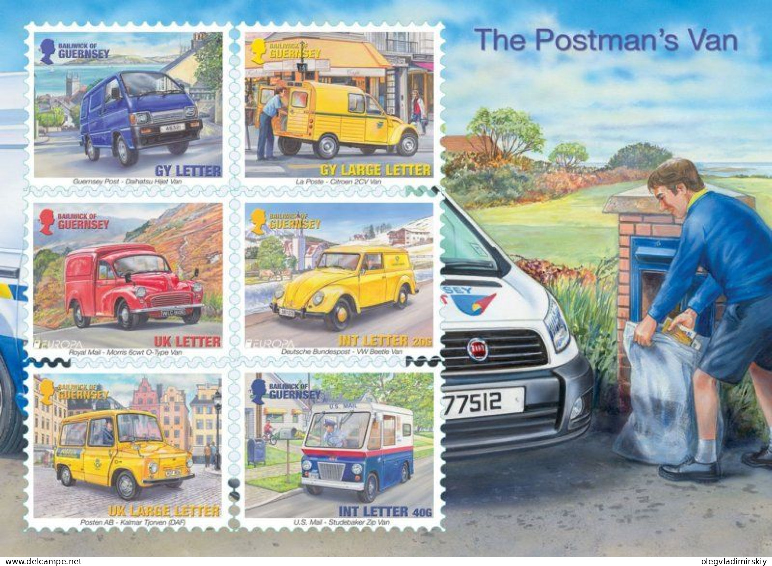 Guernsey Great Britain 2013 Europa CEPT Postmans Van Cars Block Of 6 Stamps Mint - 2013