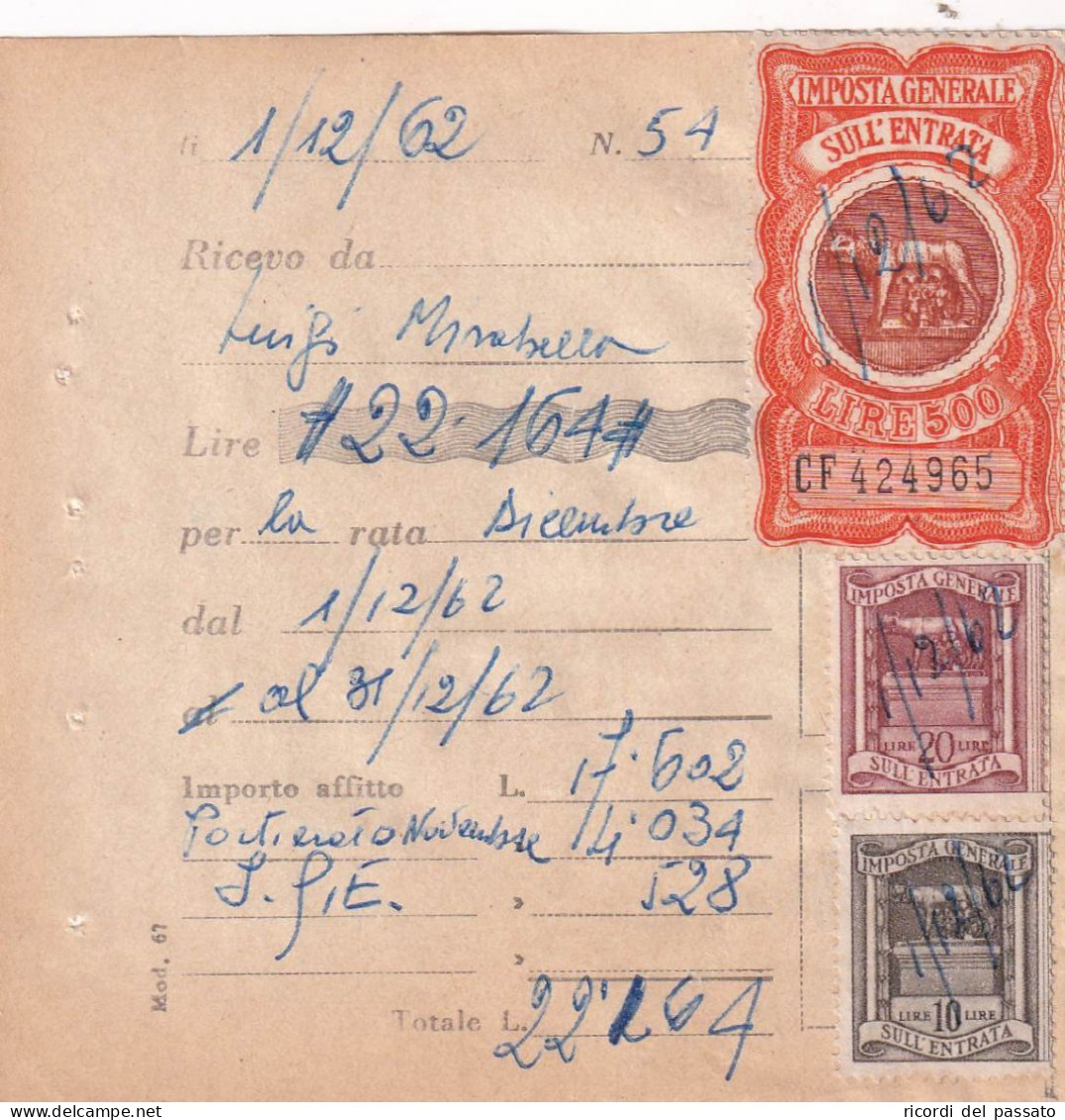 Marche Da Bollo Sù Ricevuta - Revenue Stamps