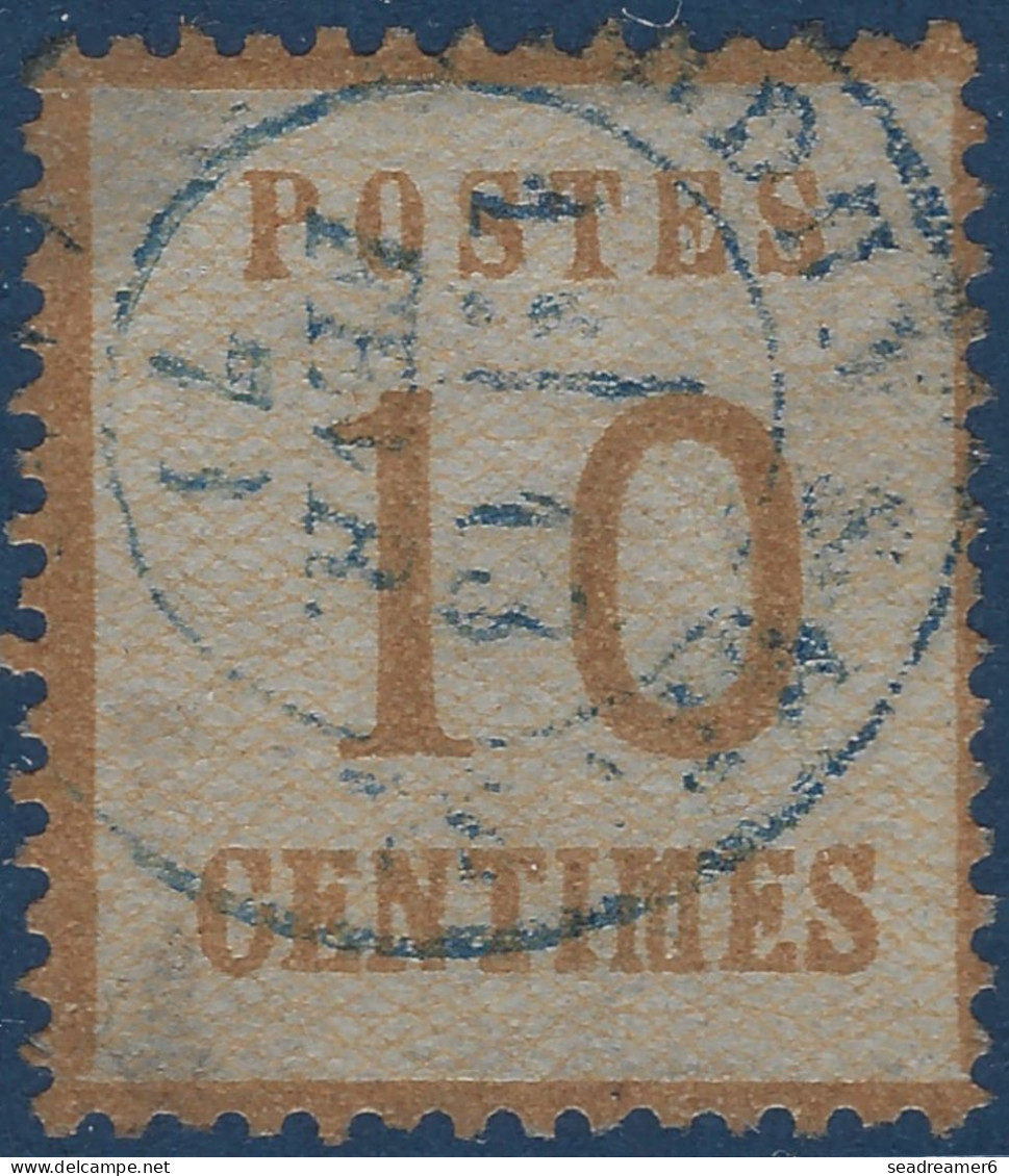 FRANCE Alsace Lorraine FEV 1871 N°5 10c Bistre Oblitéré Française Bleu De VERDUN SUR MEUSE TTB & R - Gebraucht