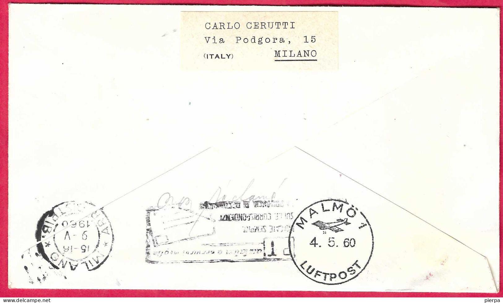 FINLAND - FIRST CARAVELLE FLIGHT FINNAIR FROM HELSINKI TO MALMO *23.4.60* ON OFFICIAL COVER - Briefe U. Dokumente