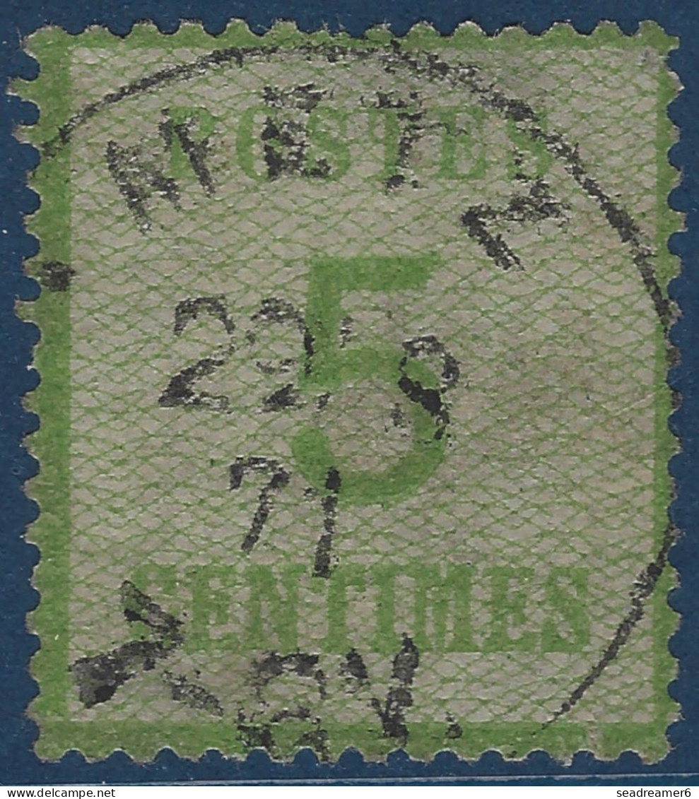 FRANCE Alsace Lorraine Occupation N°4b (burelage Renversé) 5v Vert Jaune Obl Dateur Allemand De Metz TTB Signé MIRO - Used Stamps