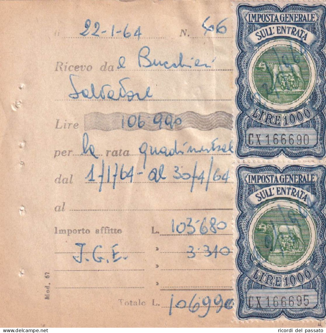 Marche Da Bollo Sù Ricevuta - Revenue Stamps