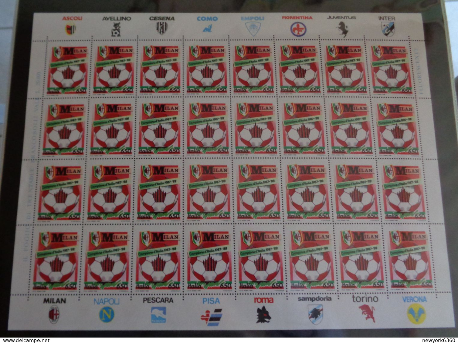 1988 ITALIE  N** 1783 MNH  Milan Champion D' Italie - Feuilles Complètes