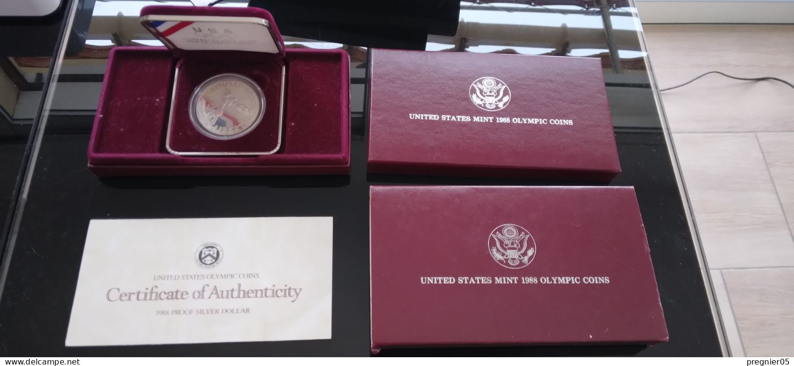 USA - Coffret Pièce 1 $ Olympic 1988  Silver Proof - Collections