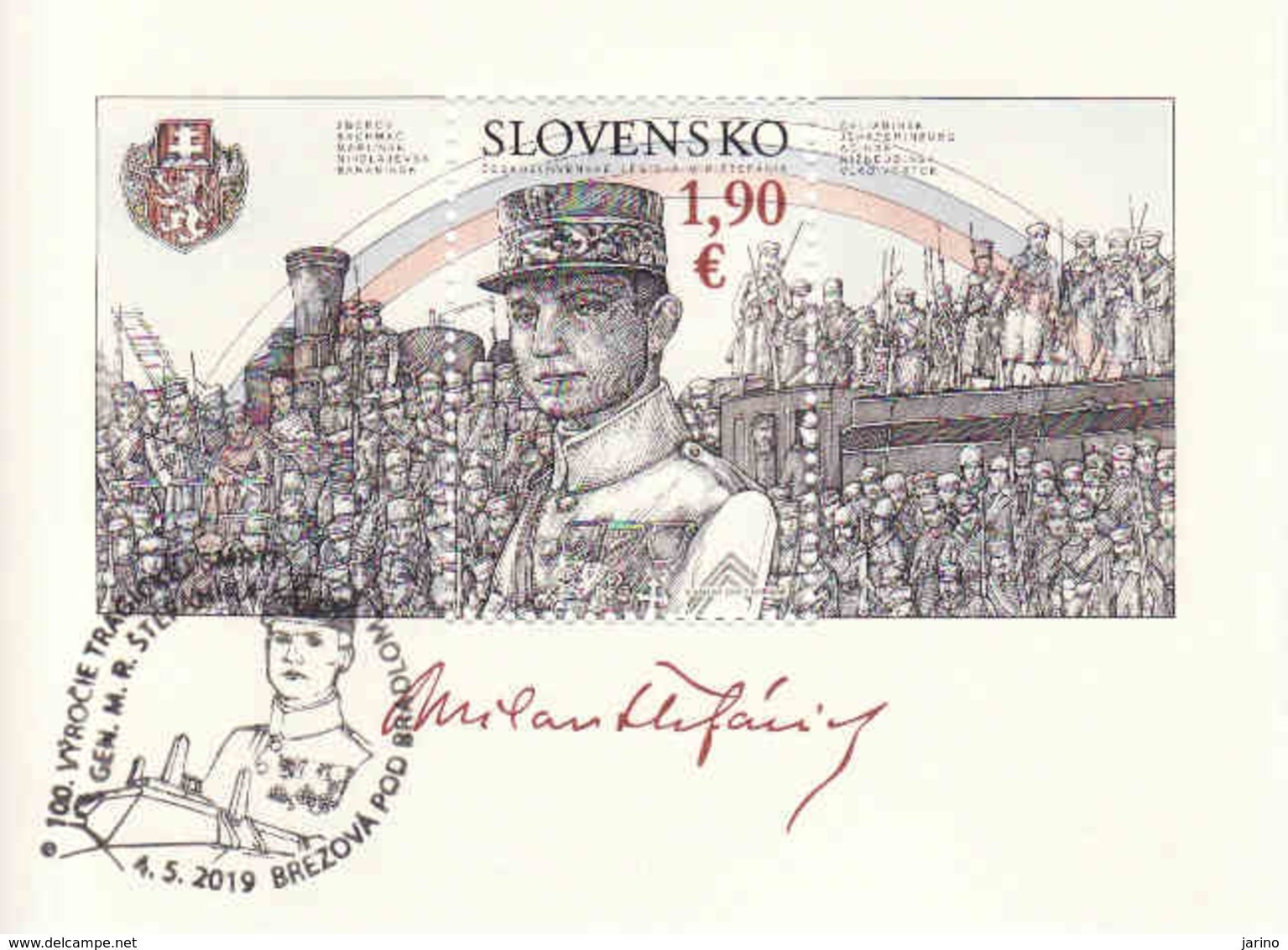 Slovakia 2019, The Czechoslovak Legions And M. R. Štefánik, Timbre Occasionnel 100ème Anniversaire De La Mort - Unused Stamps