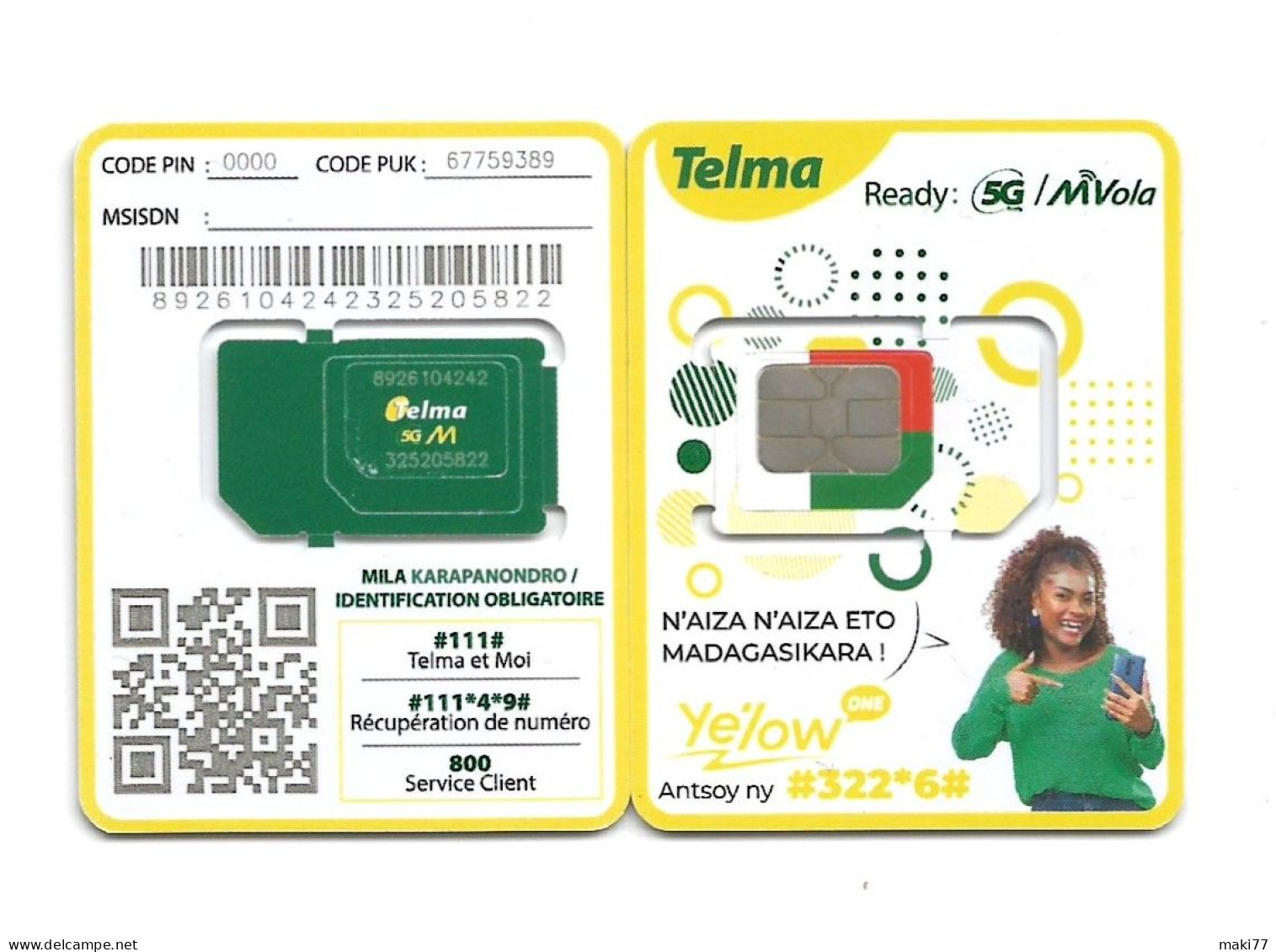 MADAGASCAR MADAGASKAR  Carte SIM NEUVE 5G 2022 /  MALAGASY NEW SIM Card TELMA MADAGASCAR - Madagaskar