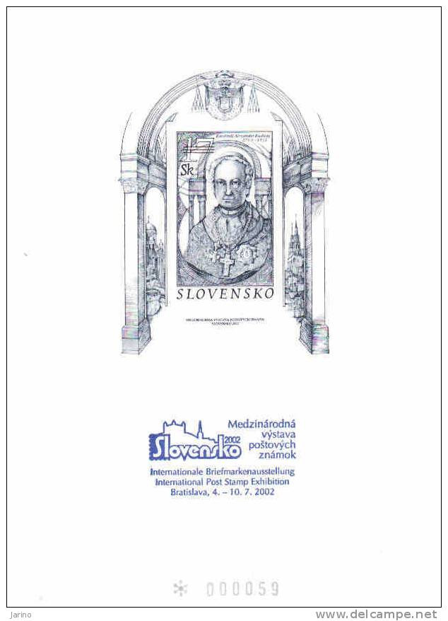 Slowakei, Blackprints Cardinal Alexander Rudnay 2002,International Exhibition Of Postage Stamps Bratislava Kleine Format - Covers & Documents