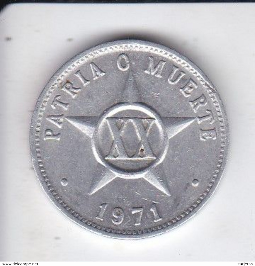 MONEDA DE CUBA DE 20 CENTAVOS DEL AÑO 1971 (COIN) - Kuba