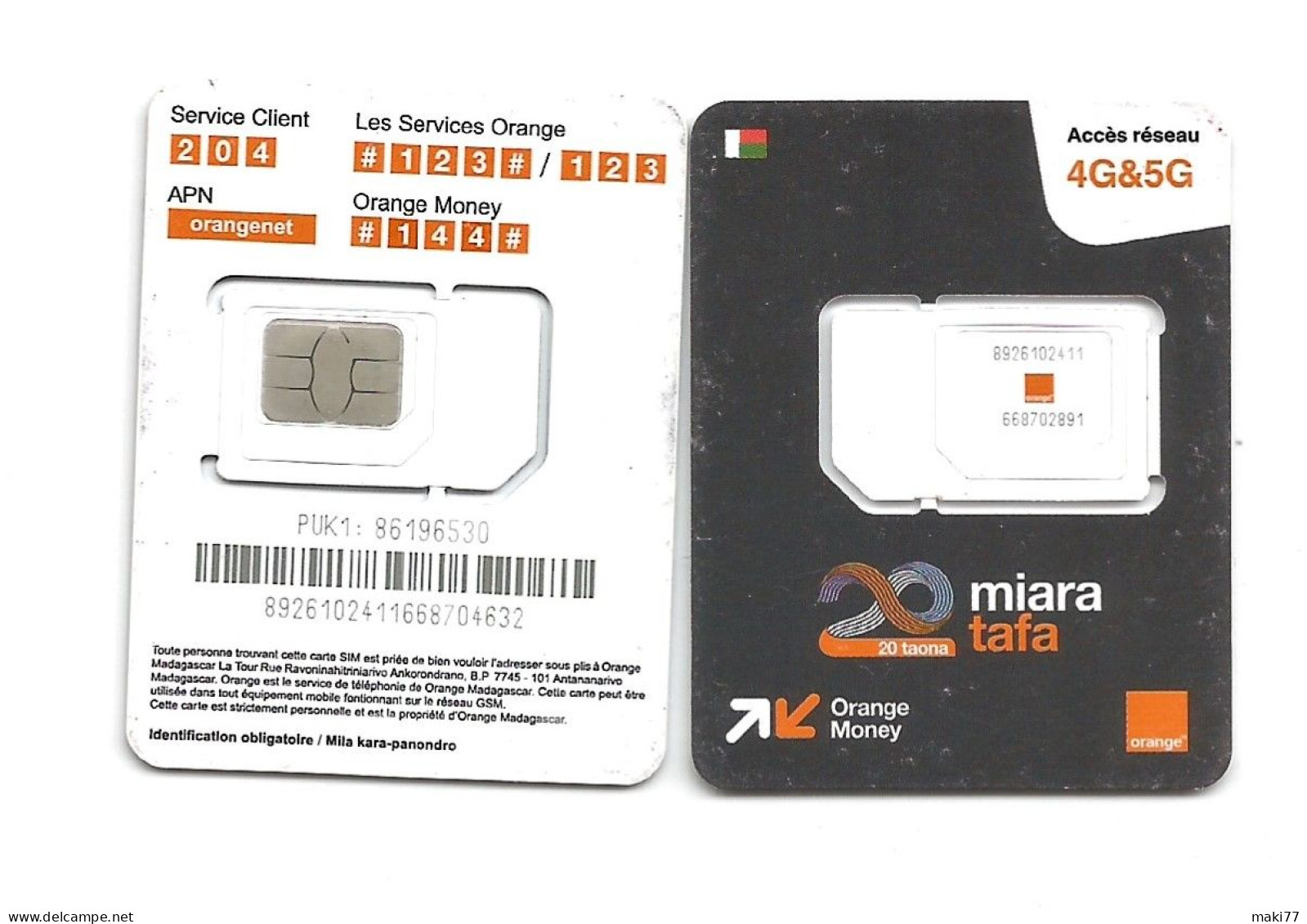 Madagascar Malagasy Carte SIM NEUVE ORANGE  MONEY  /  NEW SIM Card ORANGE MONEY  MADAGASCAR - Madagascar