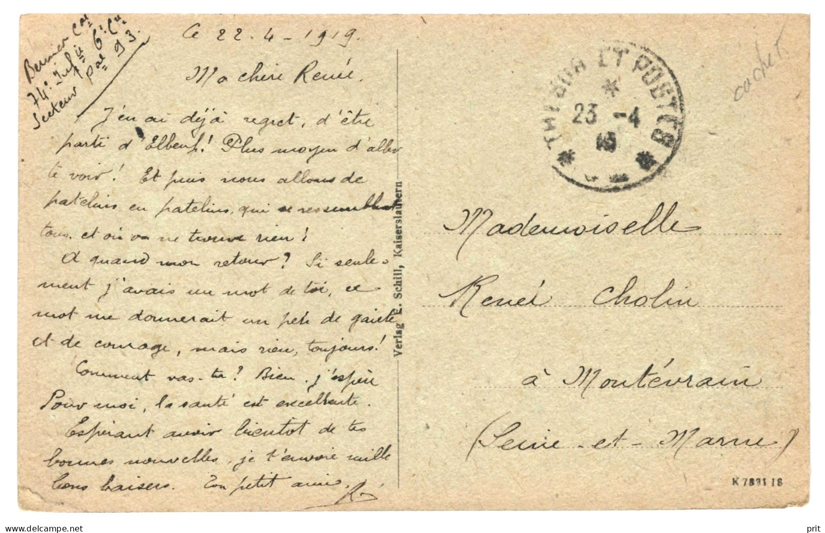 Bolanden Germany 1919 Used Postcard. Publisher E.Schill, Kaiserslautern. French Military Postmark "Tresor Et Postes" - Kirchheimbolanden