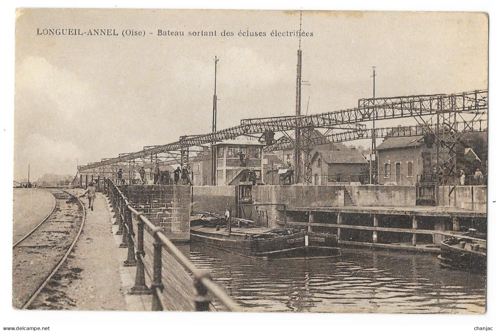 Cpa: 60 LONGUEIL ANNEL (ar. Compiègne) Bateau (Péniche "Taza") Sortant Des Ecluses Electrifiées  Ed.  C.A.P. - Longueil Annel