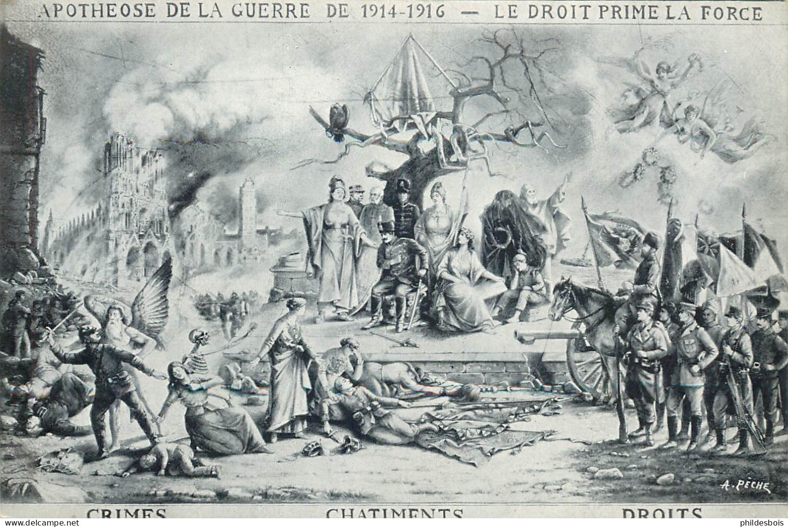 MILITAIRE   Apothéose De La Guerre De 1914-1916  " Le Droit Prime La Force " - Patriottisch