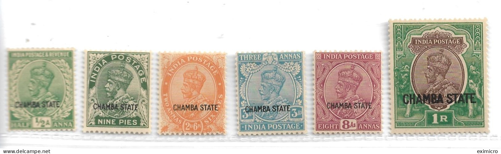 INDIA - CHAMBA 1927 - 1937 TO TOP VALUES SG 63, 64, 69, 70, 73, 75 UNMOUNTED MINT - Chamba