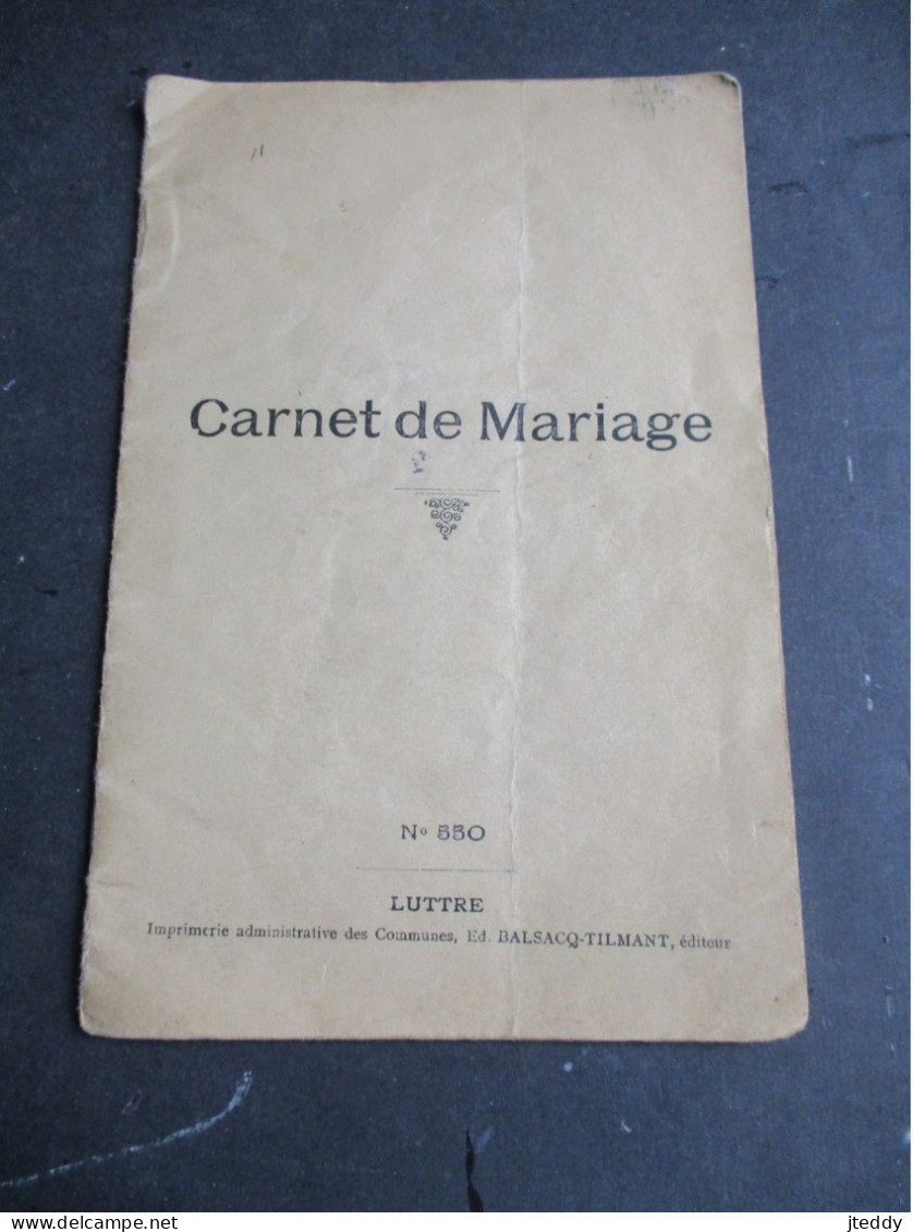 CARNET De MARIAGE    1905    COMMUNE  De  LEERNES - Fontaine-l'Eveque