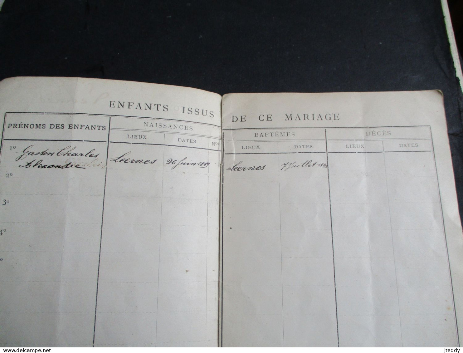 CARNET De MARIAGE    1905    COMMUNE  De  LEERNES - Fontaine-l'Eveque