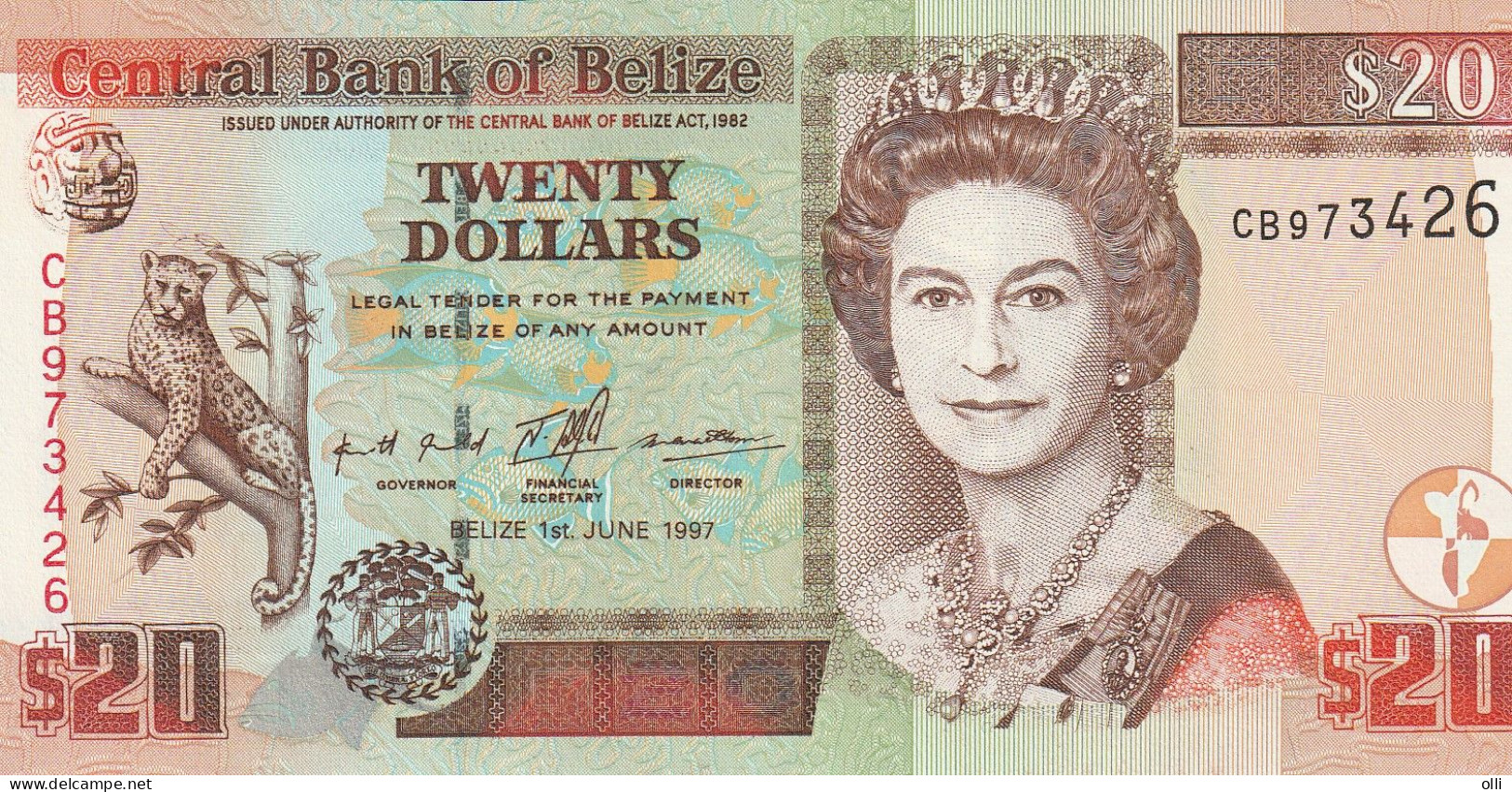 Belize $20 Dollars 1997 P-63 - Belize