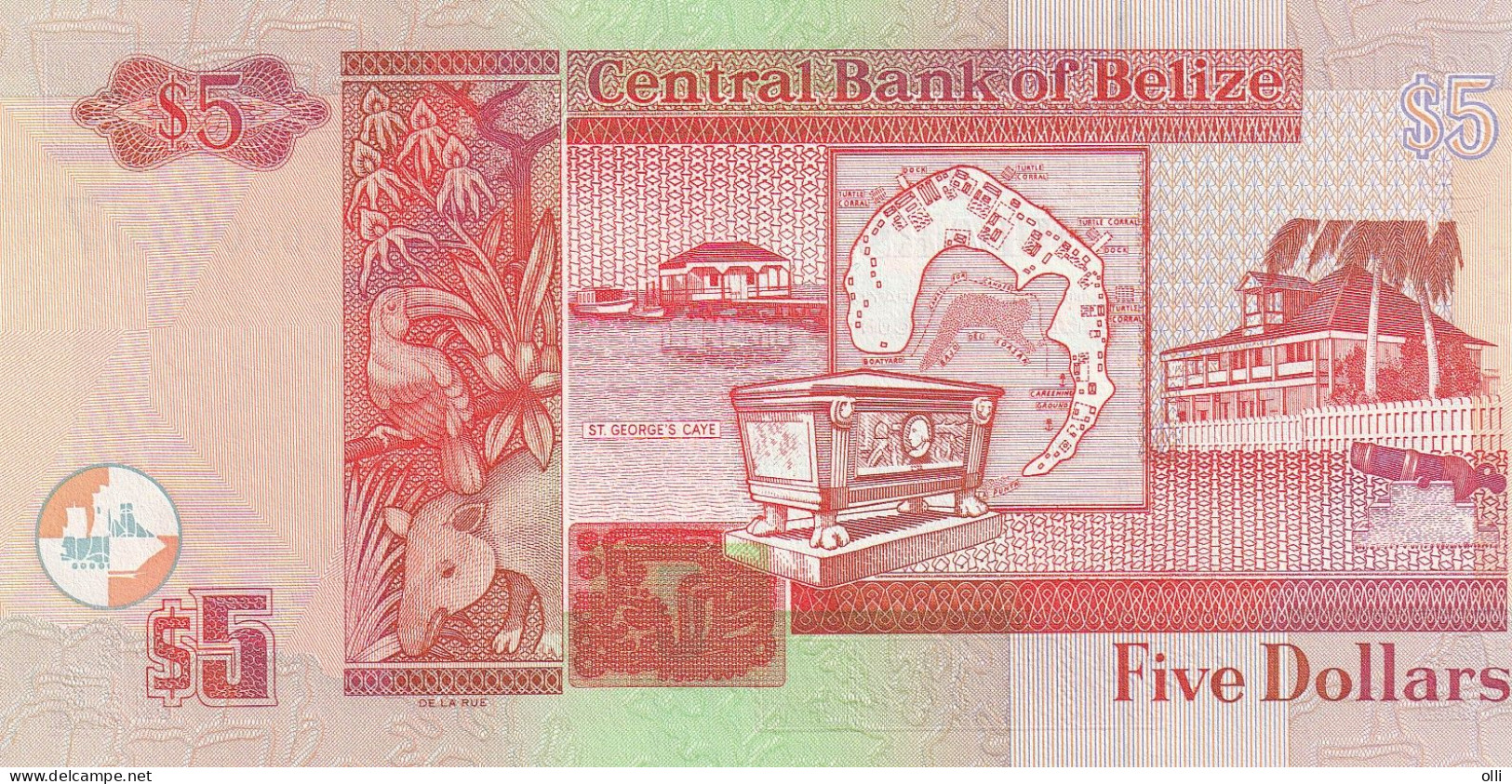 BELIZE, P 61b , 5 Dollars , 2002 , UNC - Belice