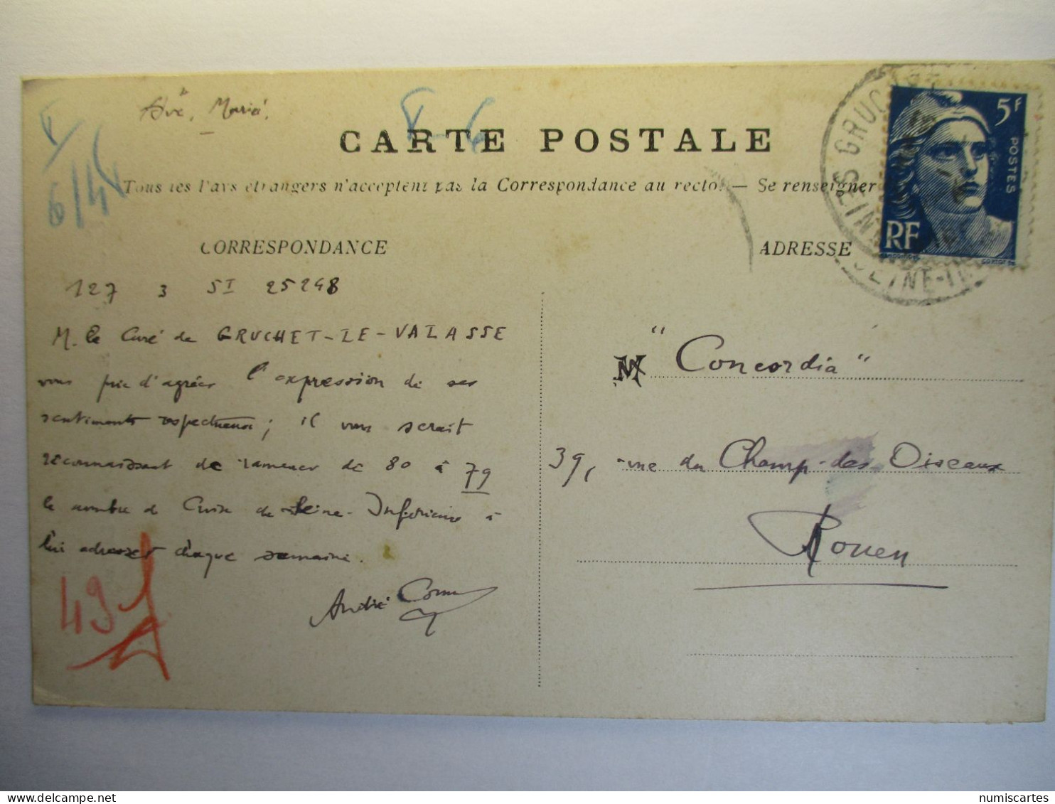 Carte Postale Le Havre Graville (76) Sainte Honorine - La Vierge Noire  (Petit Format Timbre 5 Francs ) - Graville
