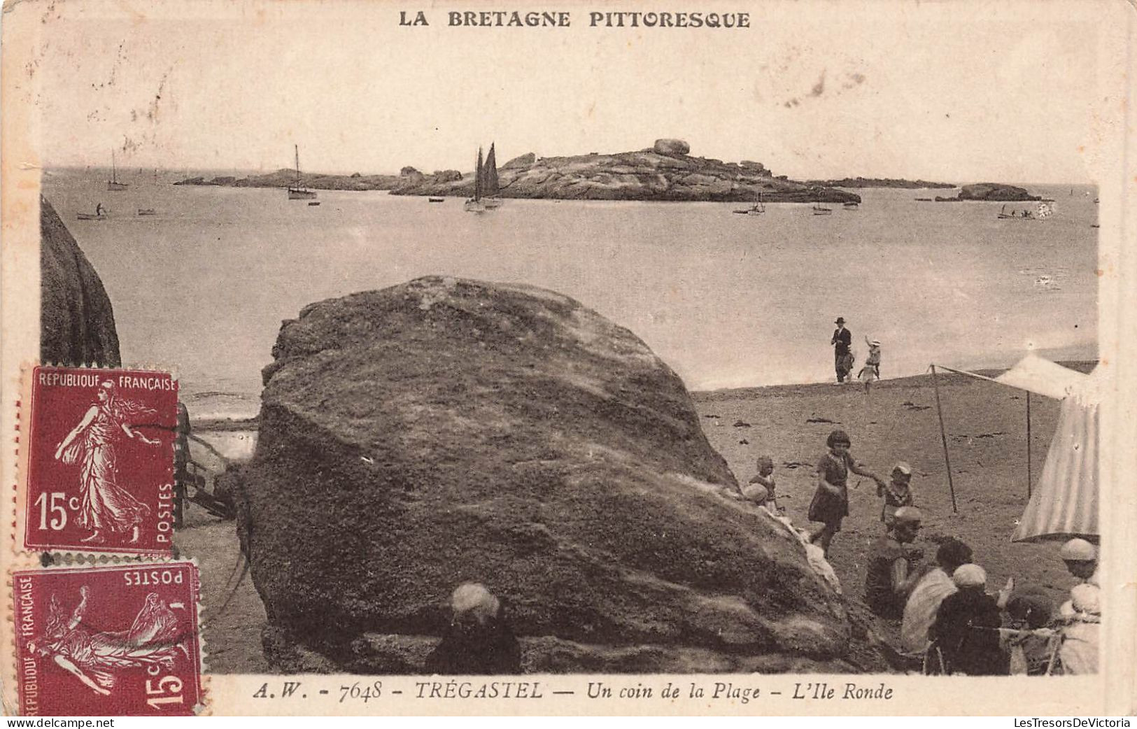 FRANCE - Trégastel - Un Coin De La Plage - L'Ile Ronde - Carte Postale Ancienne - Trégastel