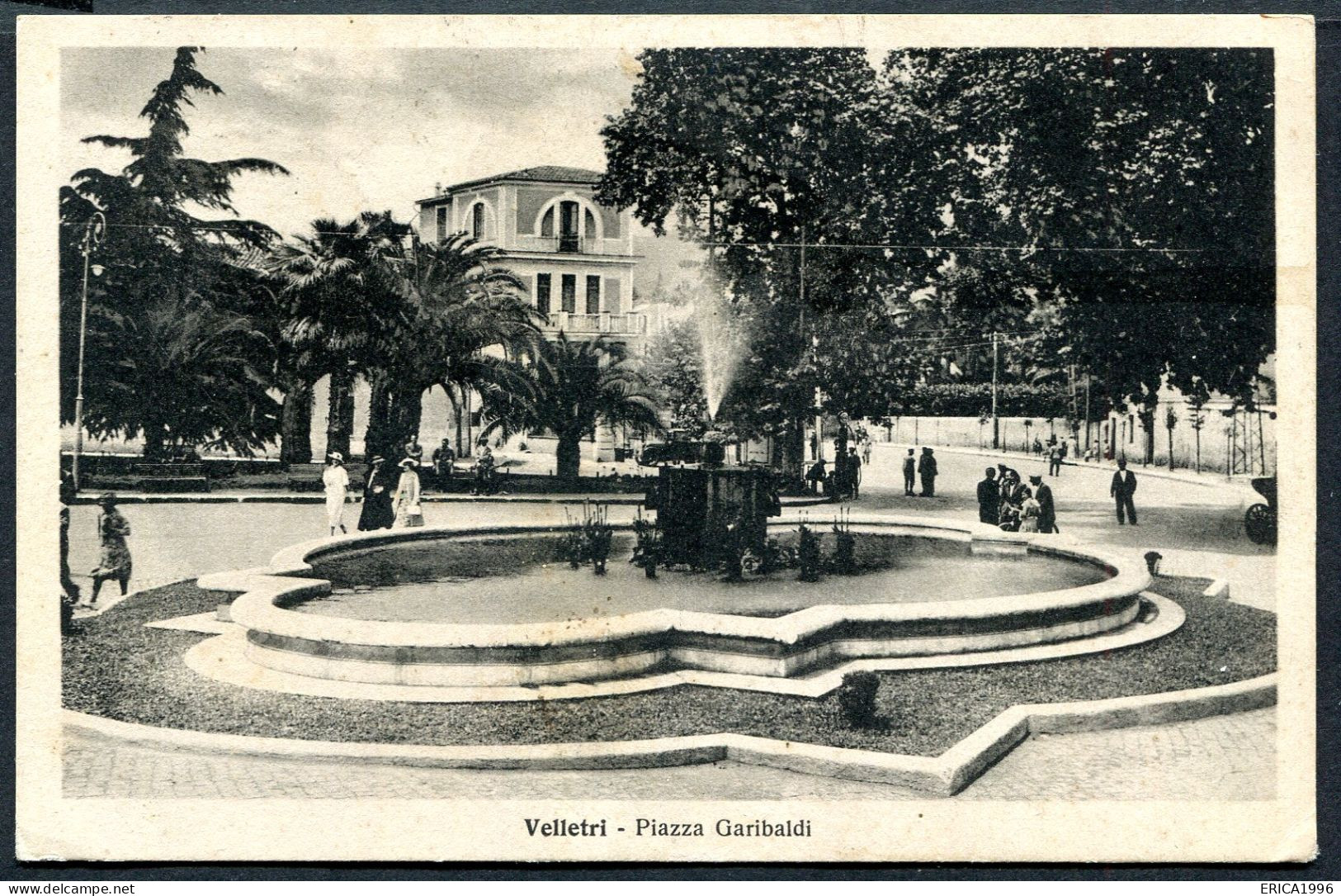 CV4043 VELLETRI (Roma) Piazza Garibaldi, FP, Viaggiata 1935 Per Roma, Francobollo Asportato, Ottime Condizioni - Velletri