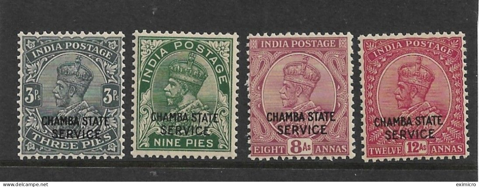 INDIA - CHAMBA 1927 - 1939 OFFICIALS TO 12a SG O48, O50, O55, O56 UNMOUNTED MINT Cat £38 ALL UPRIGHT WMKS. - Chamba