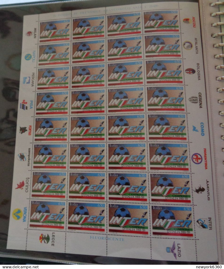 1989 ITALIE  N** 1823 MNH  Inter Champion D' Italie - Feuilles Complètes