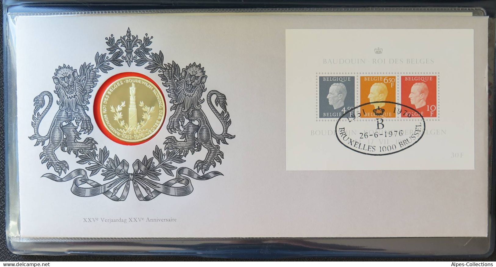 BELX02 - BELGIQUE - L'enveloppe Timbre Médaille - Baudouin 1er - 25 Ans De Règne - Other & Unclassified