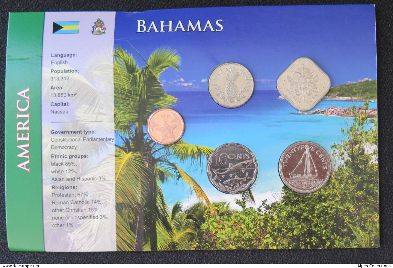 BHSX01 - BAHAMAS - Set De 5 Monnaies - 1 Cent à 25 Cents - Bahama's