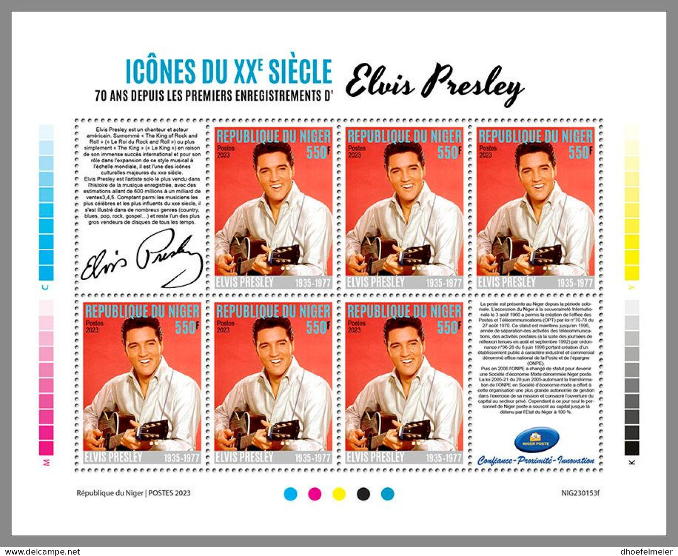 NIGER 2023 MNH Elvis Presley M/S - OFFICIAL ISSUE - DHQ2344 - Elvis Presley