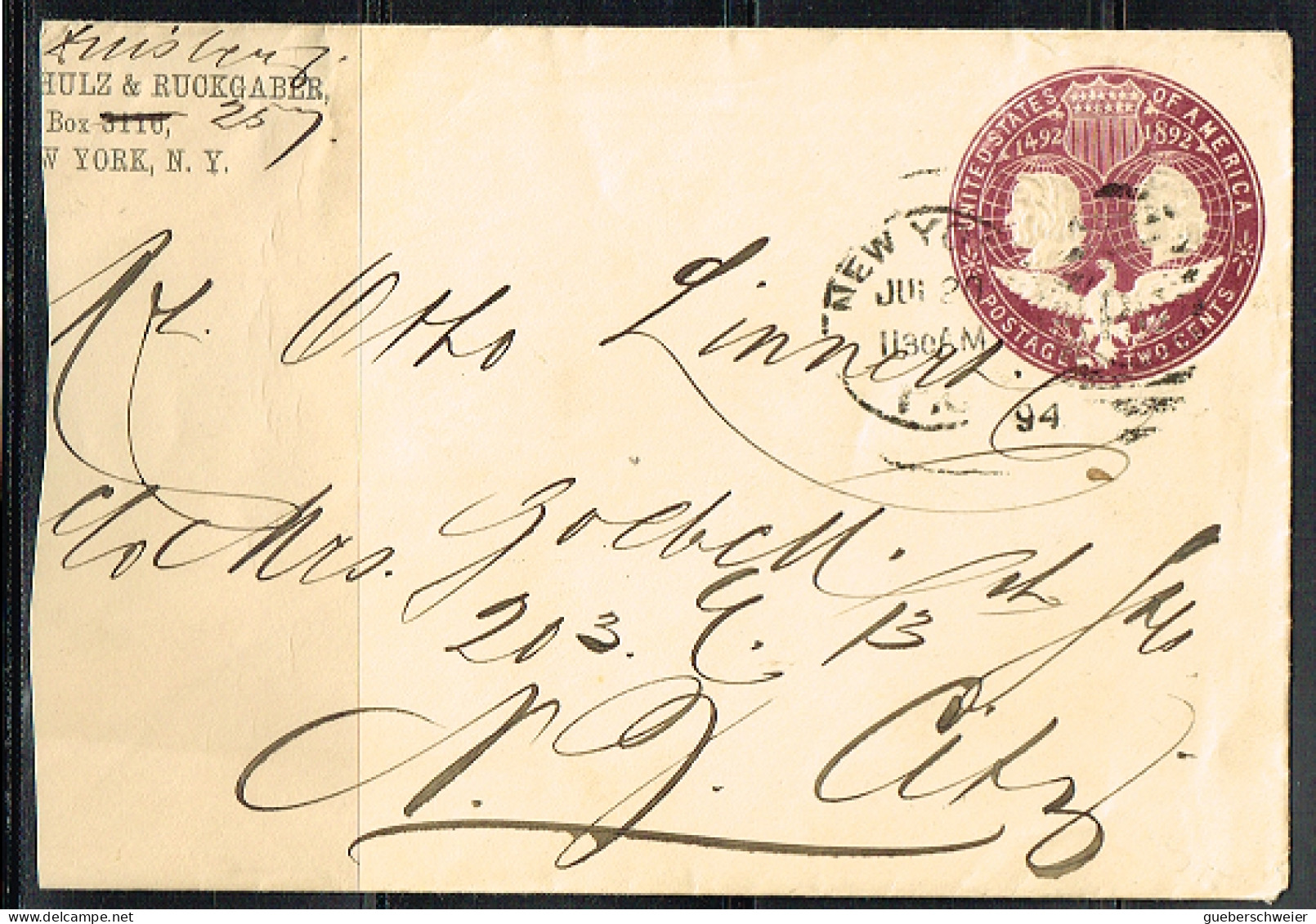 RAP-L68 - ETATS-UNIS Entier Postal De 1893 Avec Effigie De Christophe Colomb Et Aigle Stylisé - ...-1900