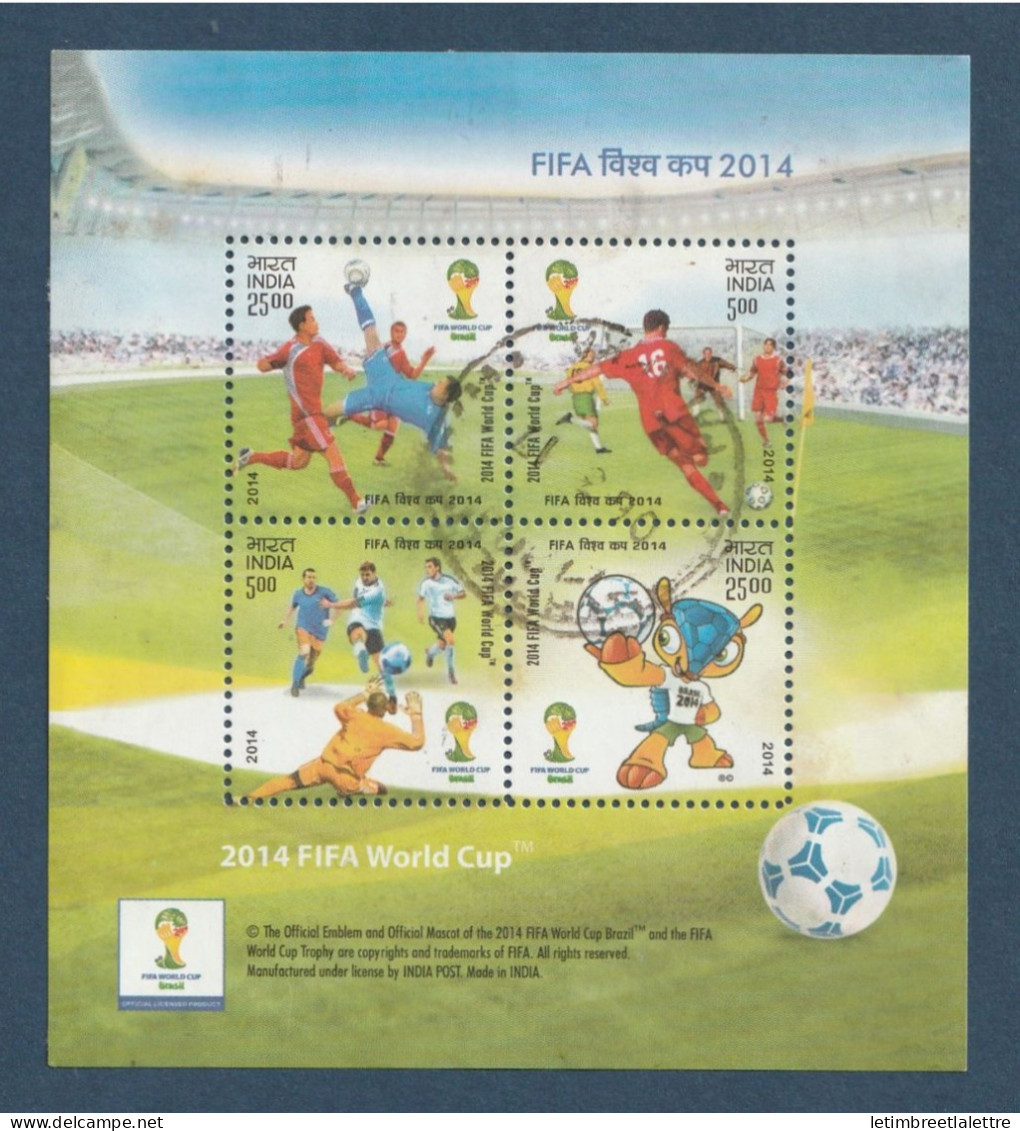 Inde - Bloc - Oblitéré - Football - Fifa World Cup 2014 - Blocks & Sheetlets