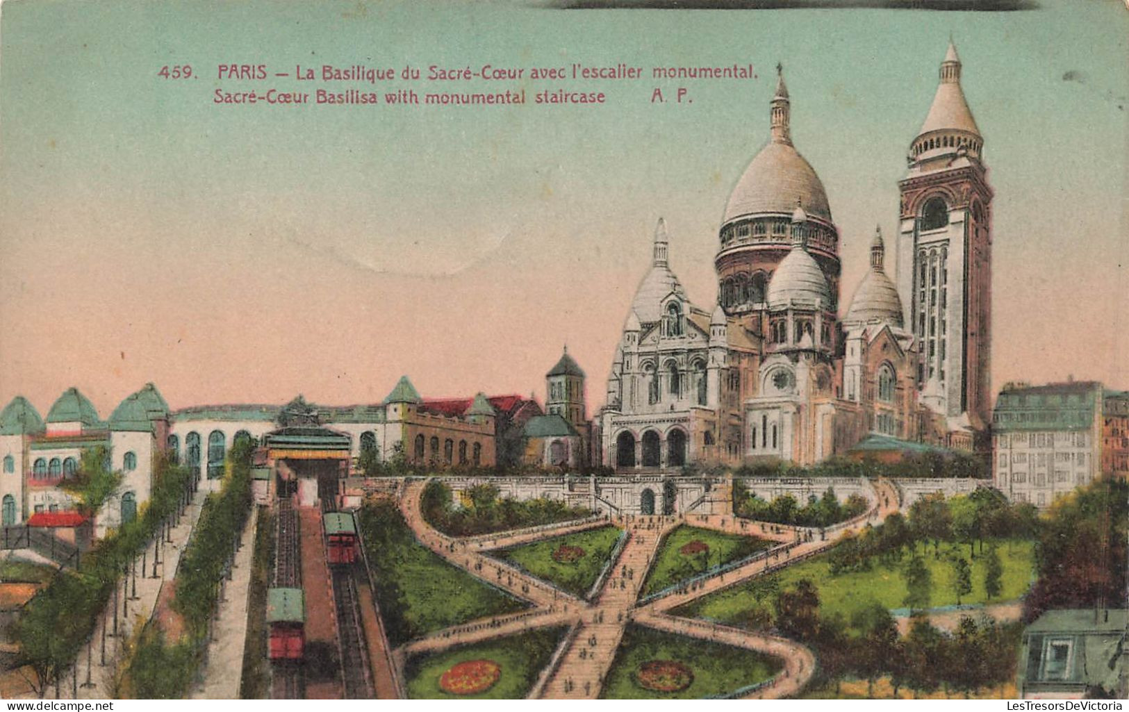 FRANCE - Paris - La Basilique Du Sacré Cœur - Avec L'escalier Monumental - Colorisé - Carte Postale Ancienne - Eglises