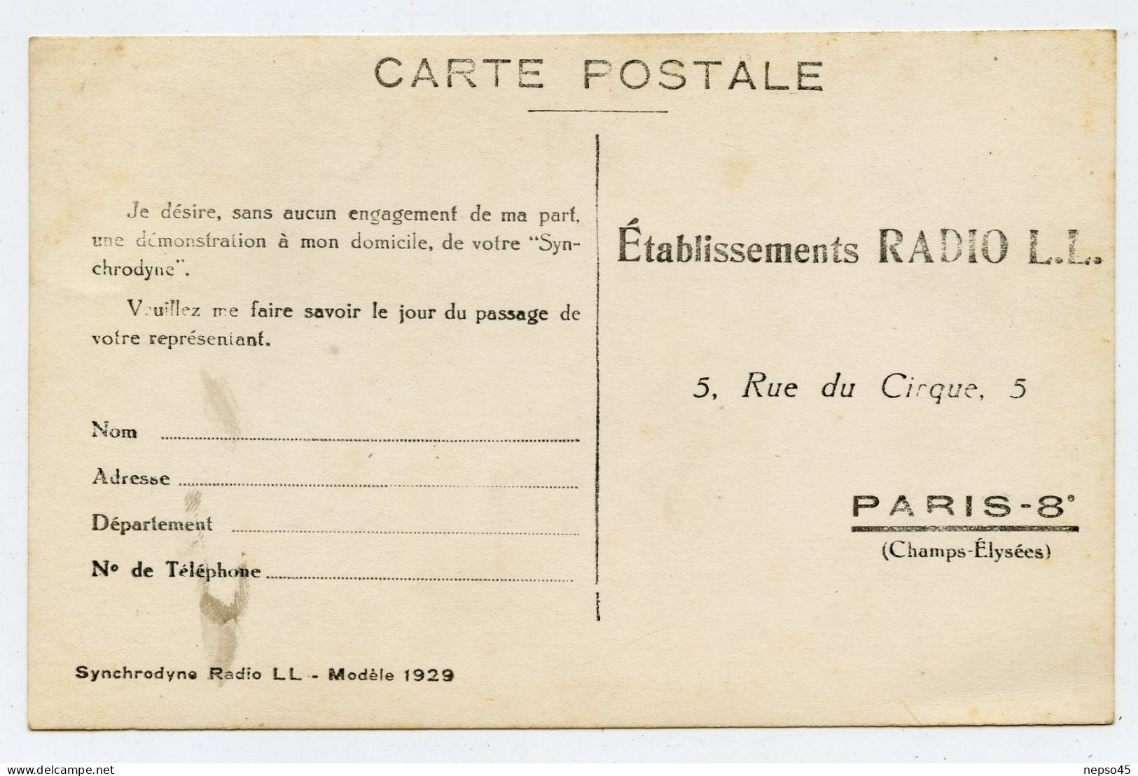 Poste De Radio Synchrodyne Modèle 1929.période Art Deco.Vintage.établissements RADIO L.L. 5 Rue Du Cirque Paris 8è. - Objets D'art