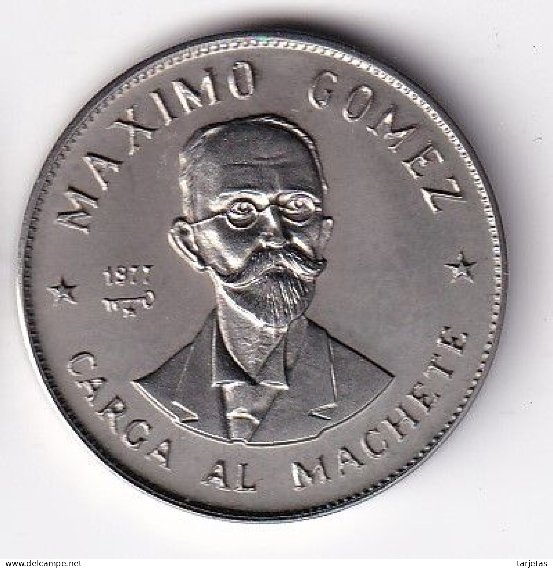 MONEDA DE CUBA DE 1 PESO DEL AÑO 1977 DE MAXIMO GOMEZ (COIN)  (NUEVA - UNC) - Cuba