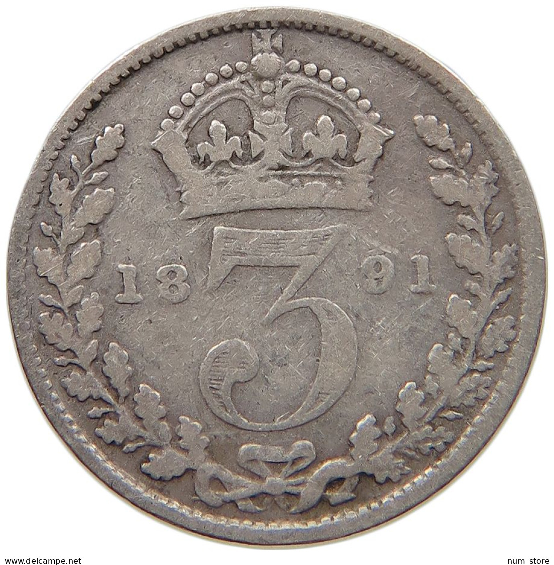 GREAT BRITAIN 3 PENCE 1891 #c019 0113 - F. 3 Pence