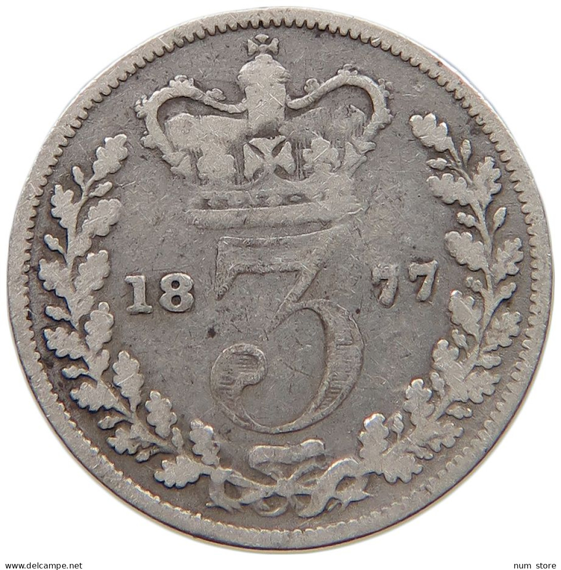 GREAT BRITAIN 3 PENCE 1877 #c052 0271 - F. 3 Pence