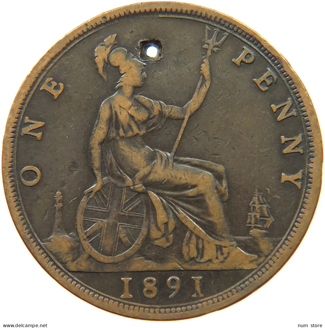 GREAT BRITAIN PENNY 1891 VICTORIA #s045 0389 - D. 1 Penny