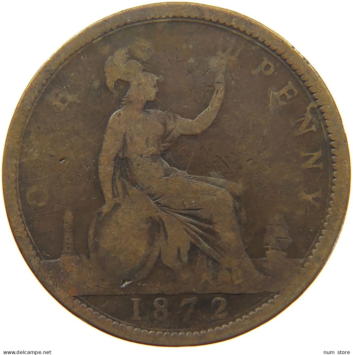 GREAT BRITAIN PENNY 1872 VICTORIA #s001 0243 - D. 1 Penny