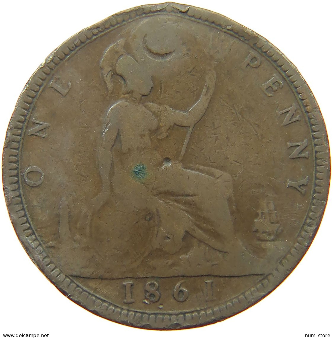 GREAT BRITAIN PENNY 1861 VICTORIA #s076 0581 - D. 1 Penny