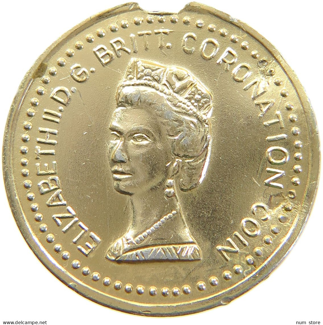 GREAT BRITAIN JETON ELIZABETH II. 1953 GOLD PLATED ALUMINIUM 22MM #a074 0291 - Andere & Zonder Classificatie