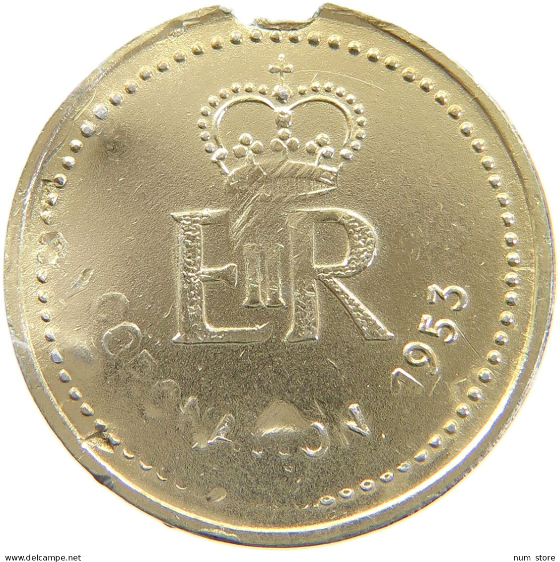 GREAT BRITAIN JETON ELIZABETH II. 1953 GOLD PLATED ALUMINIUM 22MM #a074 0291 - Andere & Zonder Classificatie