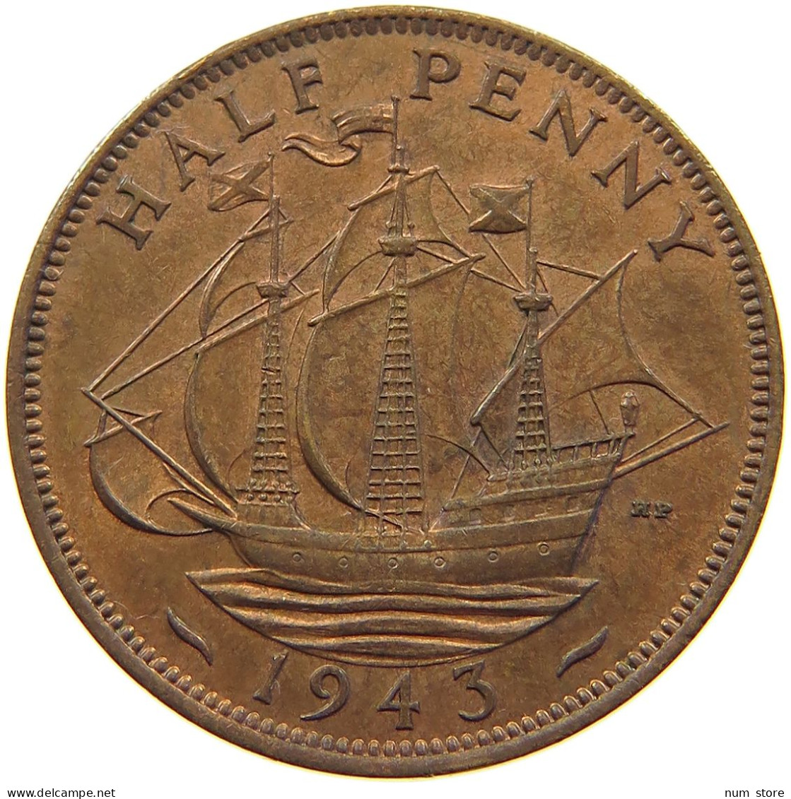 GREAT BRITAIN HALFPENNY 1943 #a010 0527 - C. 1/2 Penny