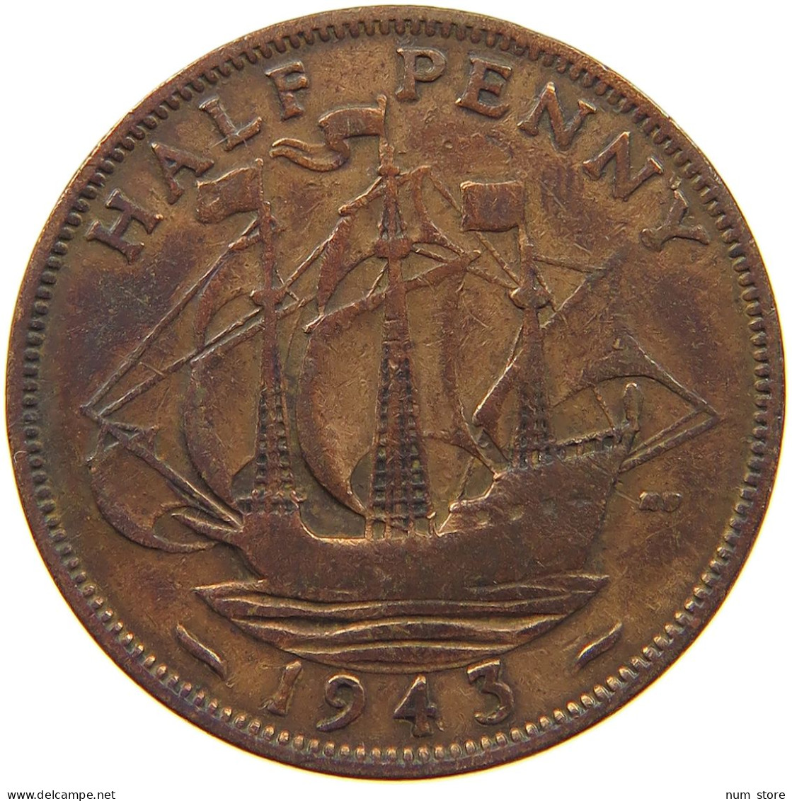 GREAT BRITAIN HALFPENNY 1943 #a048 0251 - C. 1/2 Penny