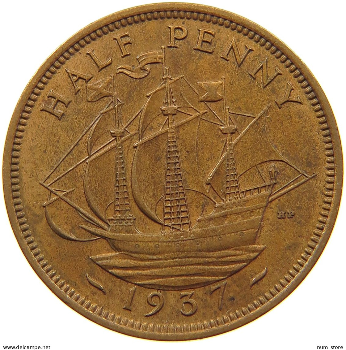 GREAT BRITAIN HALFPENNY 1937 #a010 0535 - C. 1/2 Penny